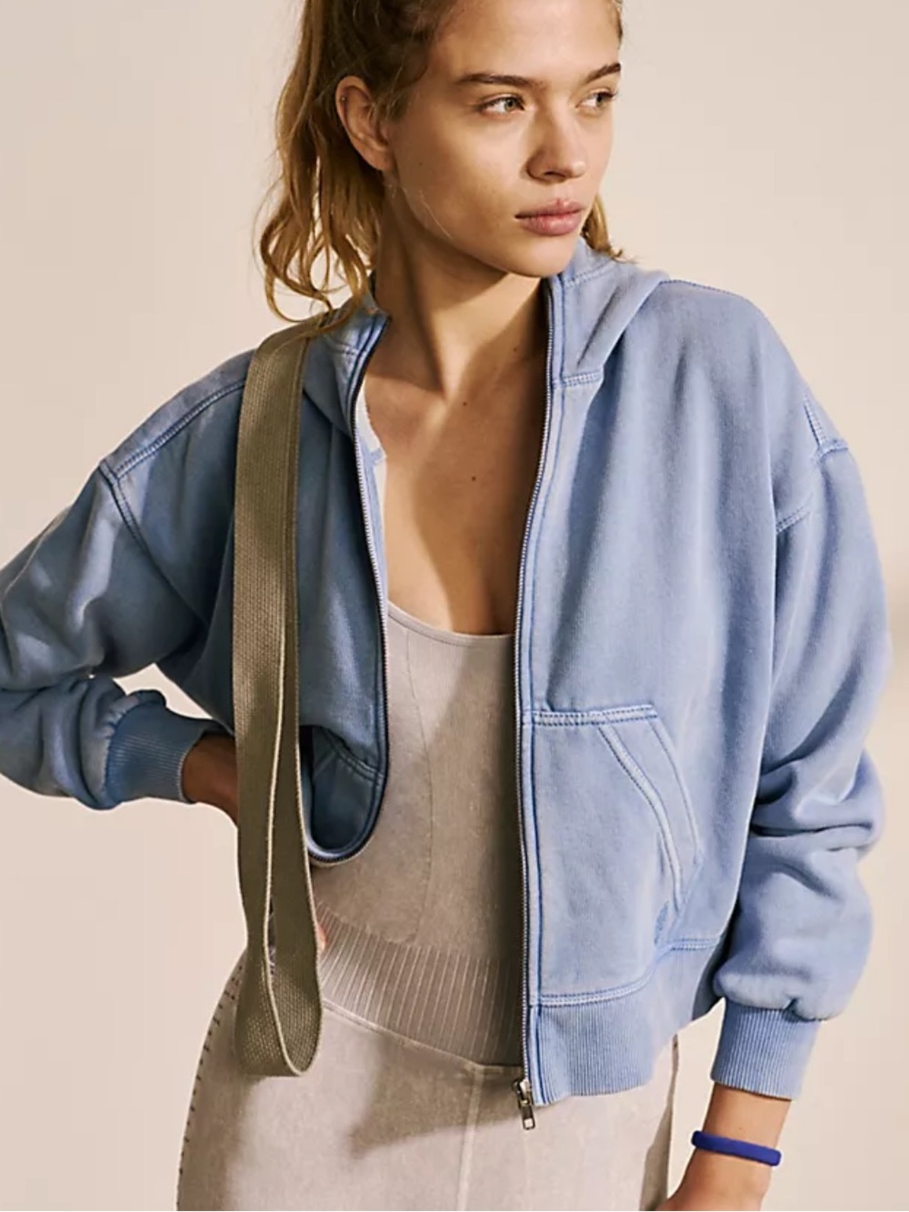 free people movement wild at heart zip s  Blue Women's Zip-Up Hoodie Jacket